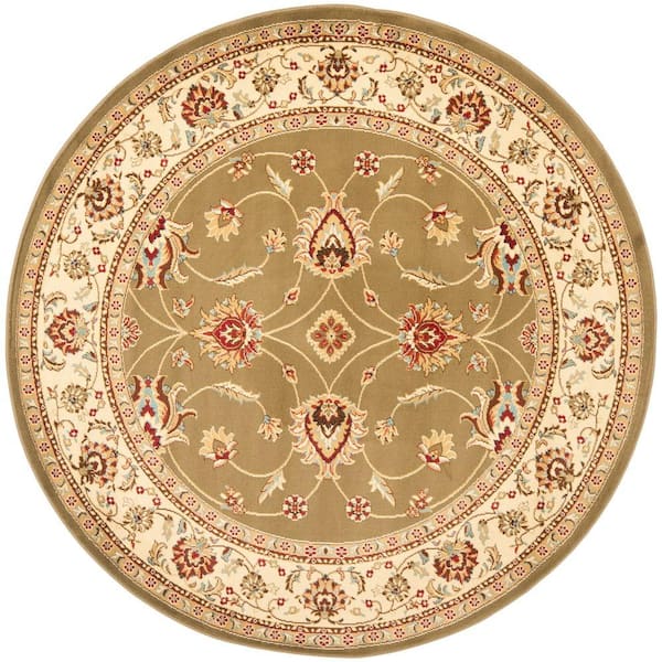 SAFAVIEH Lyndhurst Green/Ivory 5 ft. x 5 ft. Round Border Area Rug