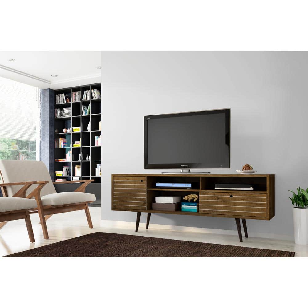 Liberty Rustic Brown Mid-Century Modern TV Stand with Storage