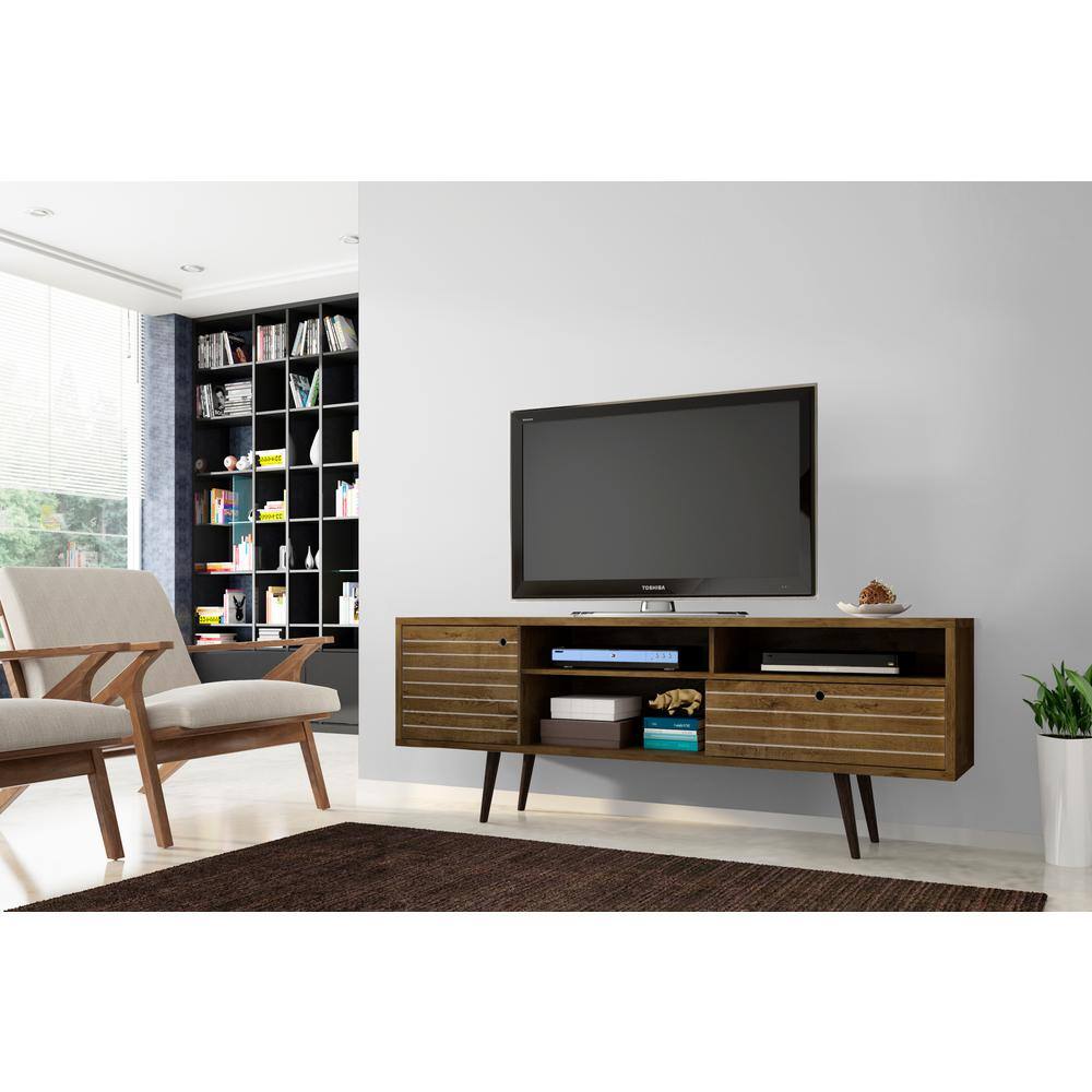 Liberty Rustic Brown Mid-Century Modern TV Stand with Storage