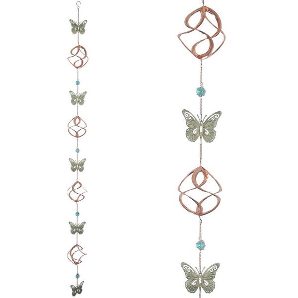 Red Carpet Studios Rain Chain Cosmix Copper Patina with 5 Butterflies