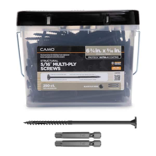 CAMO 5/16 in. x 6-3/4 in. Star Drive Flat Head Multi-Purpose + Multi-Ply Structural Wood Screw - Exterior Coated (250-Pack)