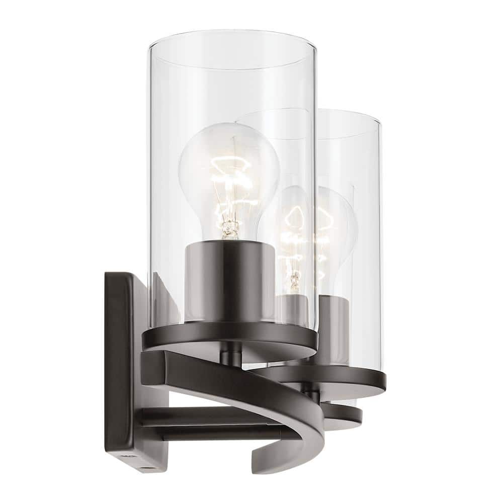 Olde Bronze 3-Light Vanity Light with Clear Glass Shades
