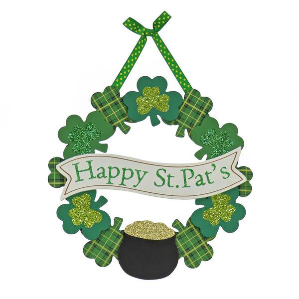 Patricks day sign Irish saying shamrocks Luck of the Irish wreath sign St wreath attachment wall decor
