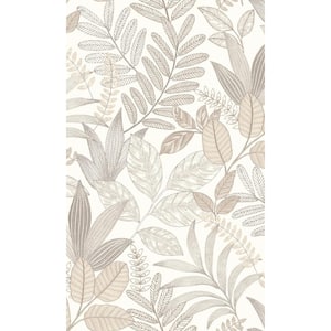 White Minimalist Leaves Tropical Textured Print Non Woven Non-Pasted Textured Wallpaper 57 Sq. Ft.
