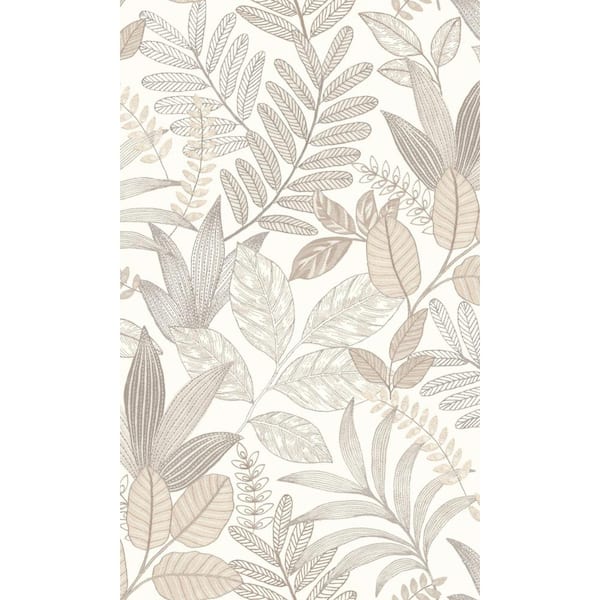 Walls Republic White Minimalist Leaves Tropical Textured Print Non Woven Non-Pasted Textured Wallpaper 57 Sq. Ft.
