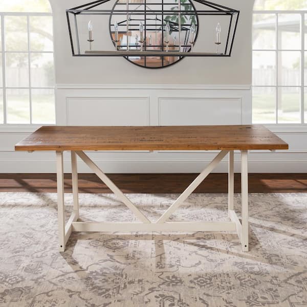 Barn Wood Trestle Dining Table with Reclaimed Wood Base