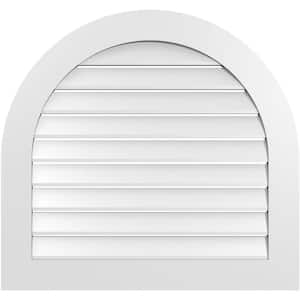 34 in. x 32 in. Round Top Surface Mount PVC Gable Vent: Functional with Standard Frame