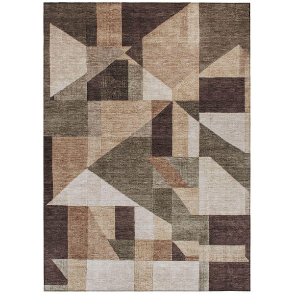 Chantille Machine Washable Indoor/Outdoor Abstract ACN2365 Brown 5 ft. x 7 ft. 6 in. Area Rug
