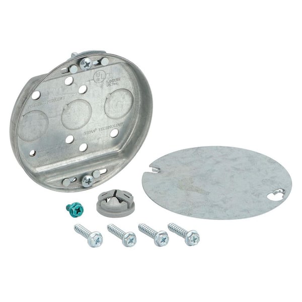 4 in. Round 1/2 in. Deep 5.9 cu. in. Metallic Ceiling Fan/Light Fixture Pancake Box for Old/New Work