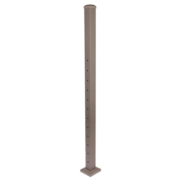 Cable Rail 2-1/2 in. x 2-1/2 in. x 54 in. Weathered Brown Aluminum Stair Bottom Post for Cable Railing System