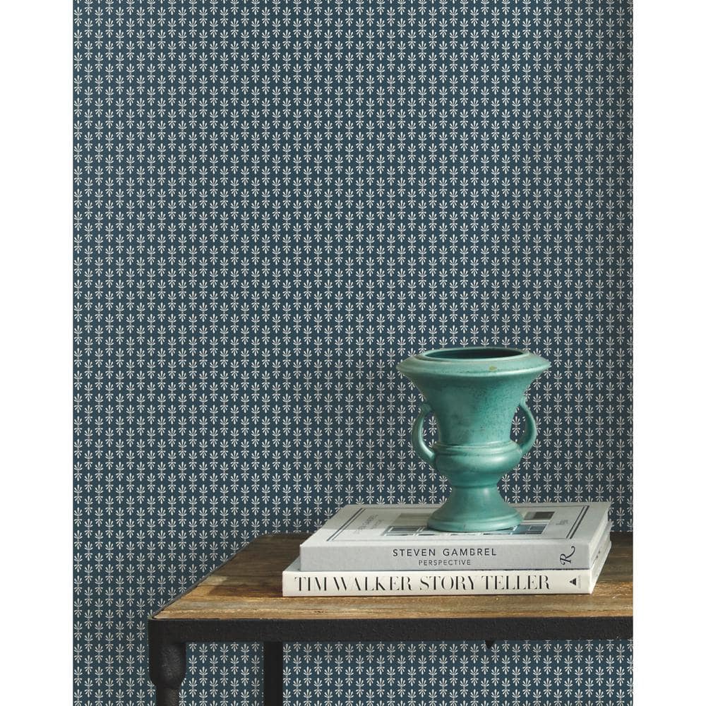 Navy Blue Floral Removable Washable Wallpaper Roll