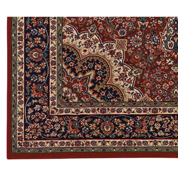 Alyssa Red/Blue 6 ft. x 6 ft. Round Medallion Area Rug