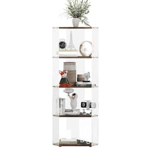 4-Tier Acrylic Corner Display Cabinet, Garage Storage Shelving Unit, Brown, 12.86 in. D x 51.42 in. H x 19.82 in. W