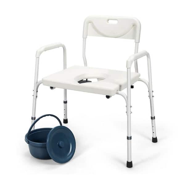 3-in-1 Bedside Commode Chair Portable Toilet Seat with Adjustable Height