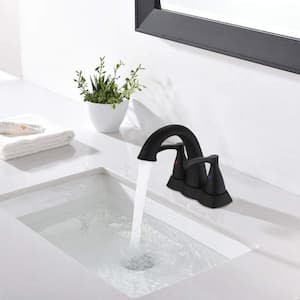 ABAD 4 in. Centerset 2-Handle Bathroom Faucet with Drain kit in Matte black