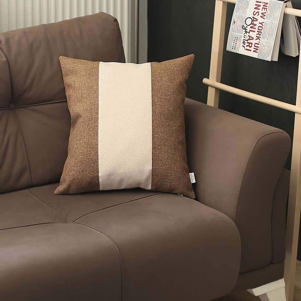 Handmade Brown and Ivory Jacquard Square Throw Pillow