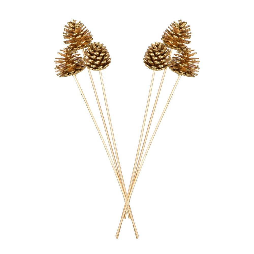 Bindle & Brass Gold Sparkle Dried Natural Pine Cones (2-Pack) BB35-100484 -  The Home Depot