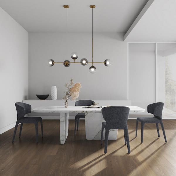 Manhattan Comfort Conrad Mid-Century Modern Grey Woven Tweed Upholstered Dining Chair (Set of 2)