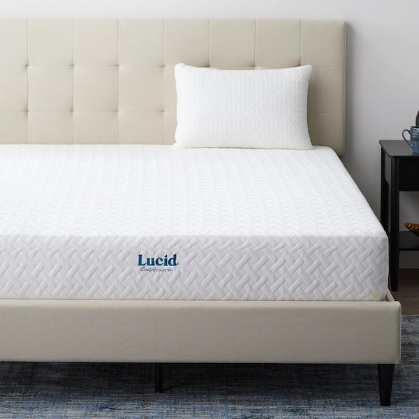 LUCID 10-inch Queen-size Gel Memory Foam Mattress with Tencel Sheet Set -  Bed Bath & Beyond - 14414184