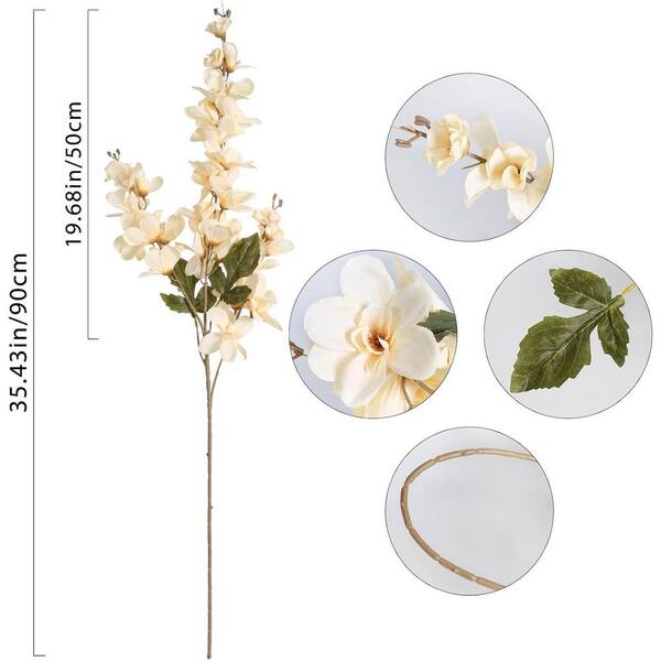35.43 in. Beige Artificial Flower Faux Delphinium LINBQ135 - The