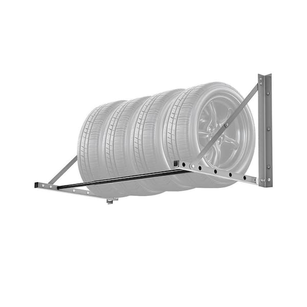 Wall-Mounted Tire Storage Rack,21.65 in. W x 56.69 in. D , Foldable Steel Shelf Garage Wall Shelf,300 lbs. Capacity,Gray