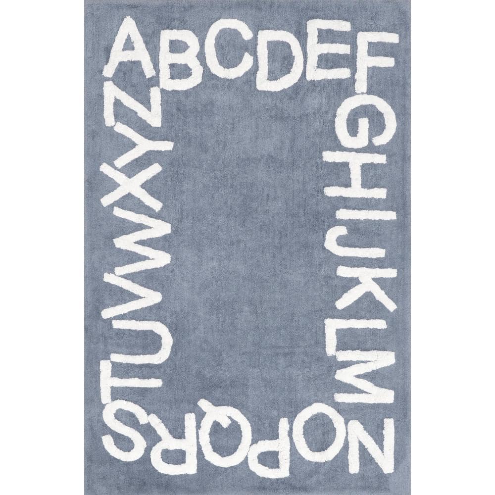 Chic Rug Abc Rug nuLOOM Kids Machine Washable Blue 4 ft. x 6 ft. Alphabet Print Area Rug ...