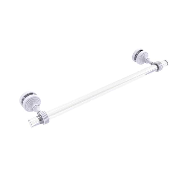 Allied Brass Pacific Grove Collection 18 in. Over-the-door  Single Towel Bar in Matte White with Groovy Accents