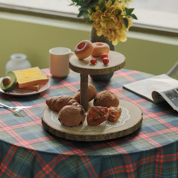 Vintiquewise Two Tier Natural Wood Color Tree Bark Server Tray
