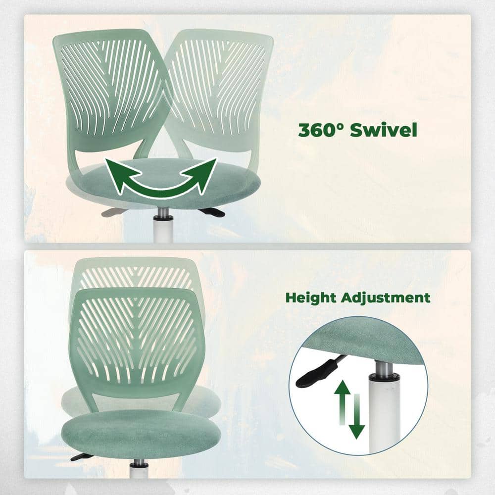 Aqua Mesh and Fabric Armless Swivel Task Chair