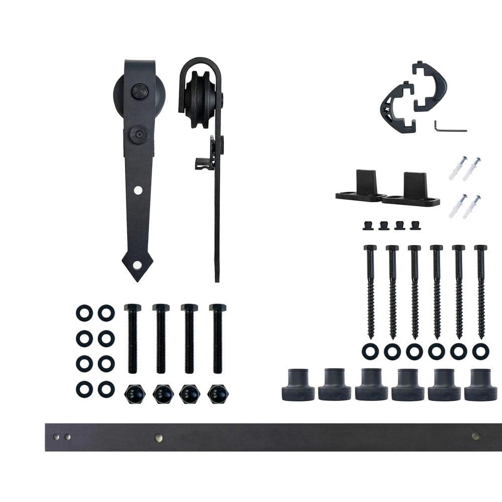8 ft./96 in. Black Rustic Non-Bypass Sliding Barn Door Hardware Kit Arrow Design Roller for Single Door price history on PriceWatchPro