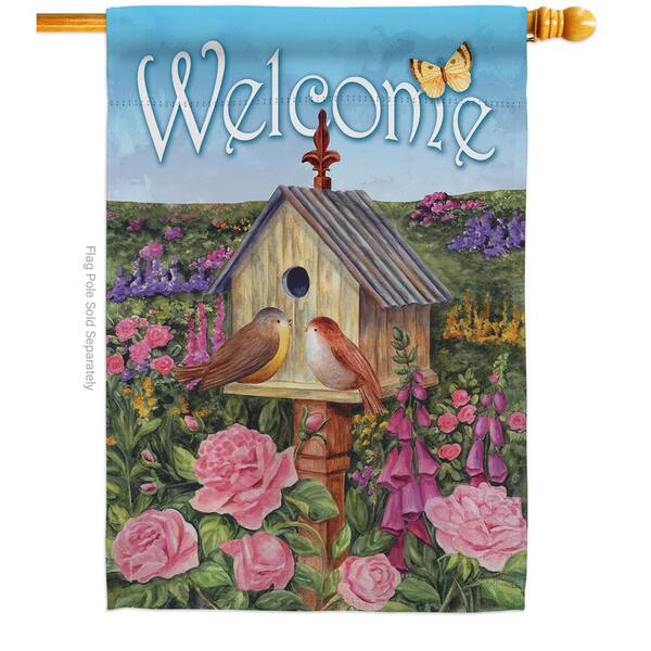 NEW LARGE PORCH ART FLAG 28" x 40" RAIN OR SHINE COLORFUL WELCOME FRIRNDS FLAG  