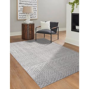 Ivory 8 ft. x 10 ft. Area Rug Hand Knotted Wool Transitional High-Low Rug