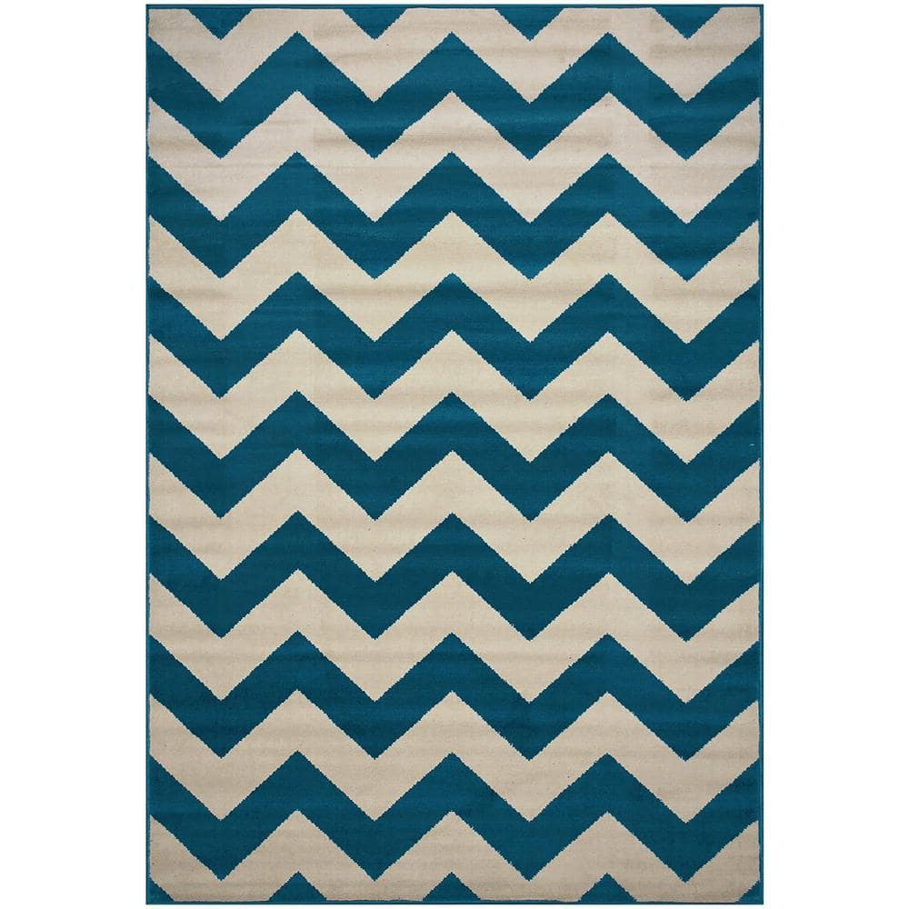 RugStylesOnline Modela Chevron Petrol Tan 8 ft. x 10 ft. Classic ...