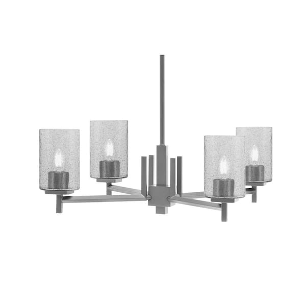 Unbranded Bridgewater 26 in. 4 Light Graphite Chandelier with 4 in. Smoke Bubble Glass Shades, No Bulbs Included