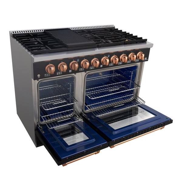 Akicon 48in. 8 Burners Freestanding Gas Range in Black and Akicon 48in. 8 Burners Freestanding Gas Range in Black and