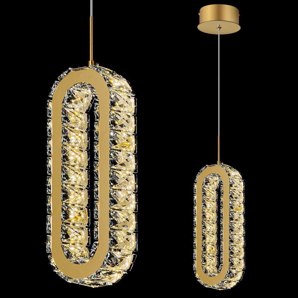 Home Lighting 24-Watt 1 Pack Plating Gold Mini Oval Pendant Light Integrated LED with Clear Crystal Shade price history on PriceWatchPro