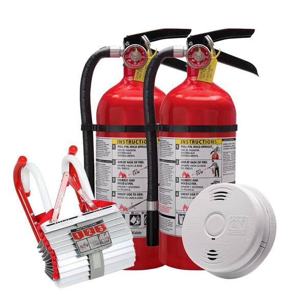 Kidde 2-Story Home Fire Safety Kit, 3-Pack Hardwired Smoke/CO Detector & 2-Pack Pro Fire Extinguisher