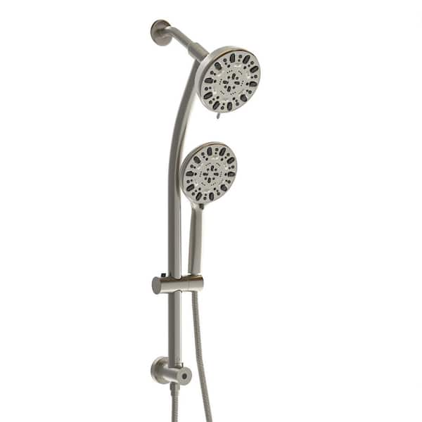 Unbranded 7-Spray Patterns 1.8GPM Round 4.7 in. Wall Bar Shower Kit with Hand Shower and Slide Bar in Brushed Nickel