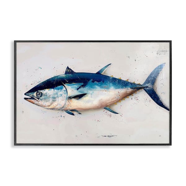 Stupell Industries Tuna Fish Sea Life by Petal Prints Design Black Framed Animal Giclee Art Print 12 in. x 18 in.