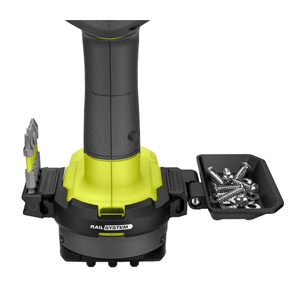 RYOBI - RAIL System Accessory Set (3-Piece) with Base, Magnetic Bit Bar Attach, 180° Magnetic Tray, (2) Screws, (4) Impact Bits