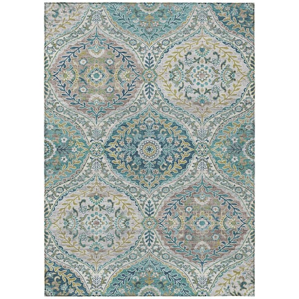 Chantille Machine Washable Indoor/Outdoor Abstract ACN1990 Teal 10 ft. x 14 ft. Area Rug
