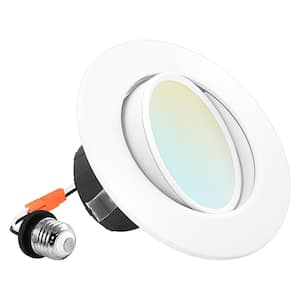 4 in. Gimbal Recessed LED Can Lights 5 Color Options Dimmable Wet Rated 8-Watt to 60-Watt 700 Lumens Wet Rated