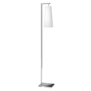 71 in. Silver 1 1-Way (On/Off) Standard Floor Lamp for Living Room with Cotton Cone Shade