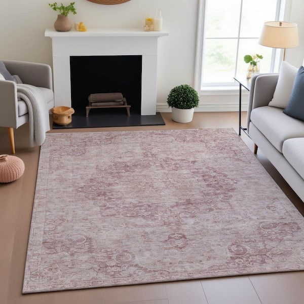 Mayfield Premium Machine Washable Abstract AMF1238 Pink 10 ft. x 14 ft. Area Rug