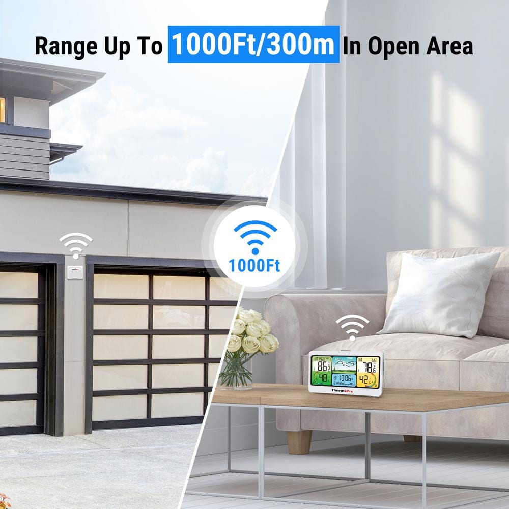 ThermoPro 1000FT Wireless Indoor Outdoor Weather Station with LCD Display