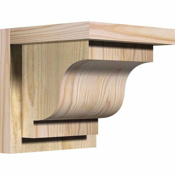 Ekena Millwork 8 in. x 8 in. x 8 in. Douglas Fir Newport Rough Sawn Corbel with Backplate