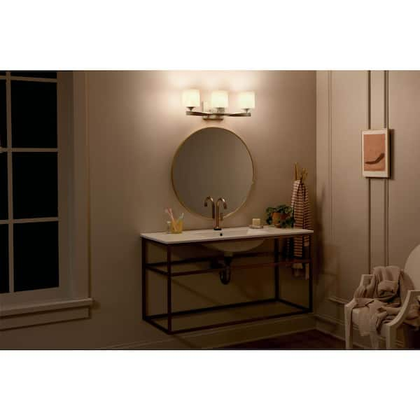 Marette 23 in. 3-Light Champagne Bronze Contemporary Bathroom Vanity Light with Satin Etched Cased Opal Glass