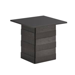 SignatureHome Madison 24 in. W Metallic Grey Finish Square Top Wood End Table with Pedestal Base Type. (24Lx24Wx22H)