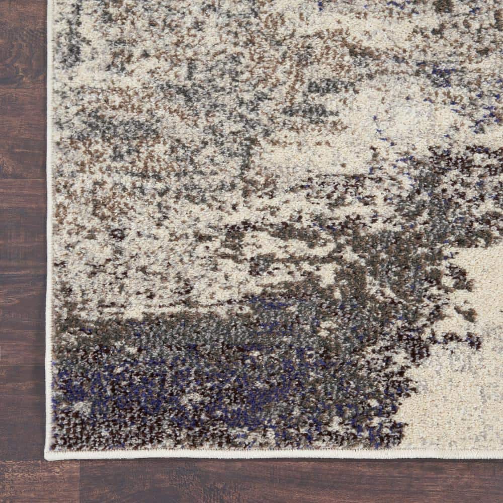 Ivory/Grey Abstract Hand-knotted Reversible Area Rug