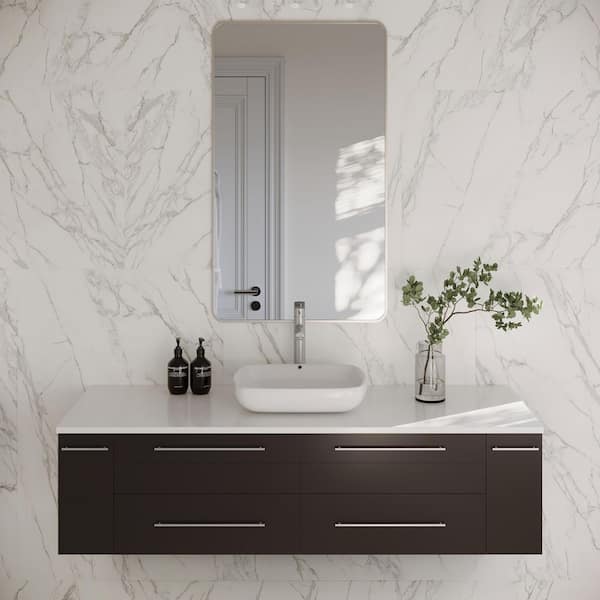 Fresca Lucera 59 in. Wall Mount Floating Single Bath Vanity Cabinet without Top in Espresso - Vessel Sink Compatible